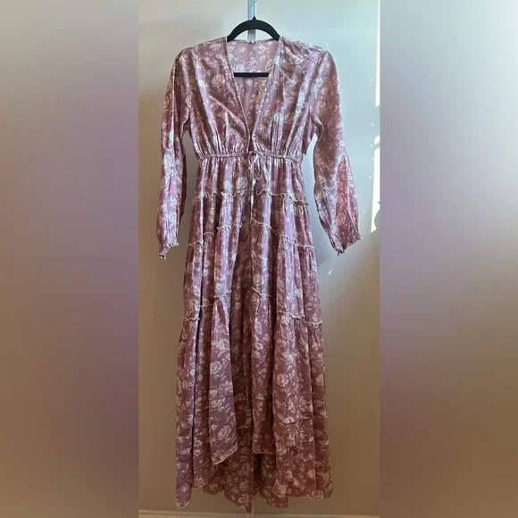NWT Free People Pappiet Midi Dress XS Rose Combo Duster NWT Free People Pappiet Midi Dress XS Rose Combo Duster
